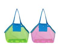 JSTHHTT 2 Pcs Large Mesh Beach Bags, Extra Large Mesh Tote Bags with Pocket, Sandproof, Breathable, Adults Beach Bags for Women, Kids, Unisex, Green, Pink, Multicolour, 45cm x 30cm x 45cm