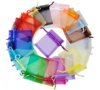 JSTHHTT 200PCS Organza Bags, Small Multicolor Gift Pouches, Wedding Favour Bags, 7 x 9 cm