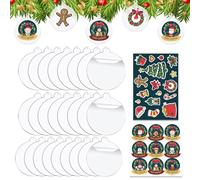 JSTHHTT 25 Pcs Christmas Baubles, 7.5 cm Clear Acrylic Disc Ornaments, Flat Baubles, Christmas Tree Party Hanging Decoration, Decoration DIY Blank