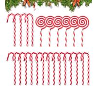 JSTHHTT 25 pcs Christmas Candy Decorations, Candy Cane Christmas Decorations, Christmas Lollipops Candy Cane Ornaments, for Home Chriatmas Tree Decor, Red and White Christmas Decorations for Tree