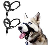 JSTHHTT 2PCS Head Collar, dog mouth harness, Head Collar for Medium Dogs, Adjustable Lightweight, Easy to Use, Adjustable and Easily Control, Professional Anti-Pull Training Aid (L,Black)