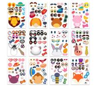 JSTHHTT 36 Pcs Multicolor Cartoon Animal Face Stickers for Children - Reusable, Indoor, Sticker Book
