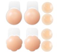 JSTHHTT 4 Pairs Silicone Bra Pasties, Invisible Adhesive Bras, Nipple Covers Reusable, Bra Pasties Nipple Covers with Lift, for Women Backless Dress Strapless Outfits Pink