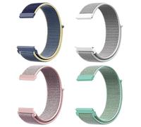 JSTHHTT 4 Pcs 22mm/20mm Quick Release Elastic Nylon Watch Straps (20mm Ice Blue, Pink Sand, Cyan, Seashell)