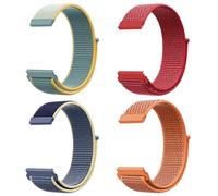 JSTHHTT 4 Pcs 22mm/20mm Quick Release Elastic Nylon Watch Straps (20mm Sun Color, Ice Blue, Bright Red, Orange)