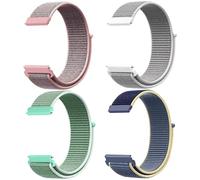 JSTHHTT 4 Pcs 22mm/20mm Quick Release Elastic Nylon Watch Straps (22mm Ice Blue, Pink Sand, Cyan, Seashell Color)