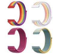 JSTHHTT 4 Pcs 22mm/20mm Quick Release Elastic Nylon Watch Straps (22mm Rainbow, Colorful, Dragon Fruit, Sunny)