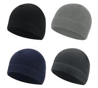 JSTHHTT 4 Pieces Winter Thermal Running Hat, Cycling Hat Under Helmet, Beanie Cap for Men, Winter Polar Fleece Thermal Cycling Cap, for Skiing, Football, Jogging, Outdoor Sports Black