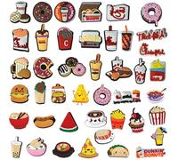 JSTHHTT 43PCS Shoe Charms Food, Shoe Clips Decoration Waterproof Flexible, DIY Shoe Accessories, Shoe Charm for Clog Charms, Charm for Shoes Wristband, for Men Women and Boy Girl