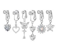 JSTHHTT 6 Pcs Fake Belly Piercings - Navel Bars Set & Rings, Clip on Belly Button Bars