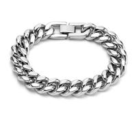 JSTHHTT Silver Mens Cuban Link Chain Bracelet - Elegant Gift for Him, Dad, Boyfriends - 21 cm