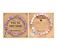 JSTHHTT Teacher Stone Bracelet - Friendship and Anxiety Relief for Women, Best Friend Gift, Good Luck Charm