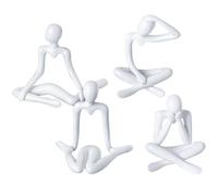 JSTHHTT Thinker Statue Set of 4, Mini Thinker Sculpture, White Abstract Figurines, Home Decor Modern Style, Modern Art Sculpture, for Home Living Room Office Table Artistic Decorative Statues