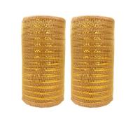 JStnana 2 Rolls Gold Mesh Ribbon for Wreath Crafts, 6 Inch x 30FT Per Roll Gold Metallic Foil Deco Mesh Rolls Decorative Fabric for Autumn Halloween Christmas Tree Wreath Garland Decor