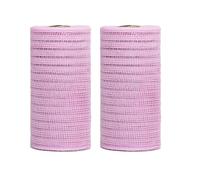 JStnana 2 Rolls Pink Mesh Ribbon for Wreath Crafts, 6 Inch x 30FT Per Roll Sliver Metallic Foil Deco Mesh Rolls Decorative Fabric Rolls for Christmas Tree Wreath Garland Swag Basket Home Party Decor