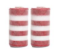 JStnana 2 Rolls Red and White Stripe Mesh Ribbon for Wreath Crafts, 6 Inch x 30FT Per Roll Metallic Foil Deco Mesh Rolls Decorative Fabric Rolls for Christmas Tree Wreath Garland Swag Basket Decor