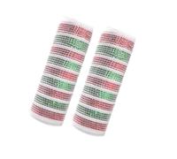 JStnana 2 Rolls Red Green White Stripe Mesh Ribbon for Wreath Crafts,10 Inch x 30FT Metallic Foil Deco Mesh Ribbon Fabric Mesh for Christmas Halloween Thanksgiving Holiday Wreath Decorations