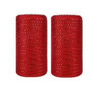 JStnana 2 Rolls Red Mesh Ribbon for Wreath Crafts, 6 Inch x 30FT Per Roll Metallic Foil Deco Mesh Rolls Decorative Mesh Fabric for Christmas Tree Wreath Garland Swag Basket Home Party Decor