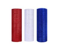 JStnana 2 Rolls Red White and Blue Mesh Ribbon for Wreath Crafts,10 Inch x 30FT Metallic Foil Deco Mesh Ribbon Fabric Mesh for Easter Christmas Halloween Thanksgiving Holiday Wreath Decorations