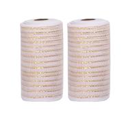 JStnana 2 Rolls White Mesh Ribbon for Wreath Crafts, 6 Inch x 30FT Per Roll Gold Metallic Foil Deco Mesh Rolls Decorative Mesh Fabric for Christmas Tree Wreath Garland Swag Basket Home Party Decor
