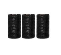 JStnana 3 Rolls Black Deco Mesh Ribbon, 6 Inch x 30FT Per Roll Metallic Foil Burlap Deco Mesh Fabric for Halloween Christmas Tree Wreath Swags Bow Making DIY Craft