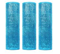 JStnana 3 Rolls Lake Blue Deco Mesh Ribbon for Crafts, 10 Inch x 30FT Per Roll Deluxe Blue Metallic Foil Mesh Ribbon Rolls for Christmas Tree Spring Wreath Garland Bow Making Gift Wrapping Crafts