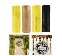 JStnana 4 Rolls Deco Mesh Ribbon for Spring Bee Wreath Making Supplies, 10Inch x 30Ft Metallic Burlap Mesh Yellow Black Deco Mesh Rolls for Spring Summer DIY Crafts Wreaths Swags Decorating
