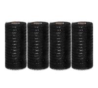 JStnana Black Deco mesh 6 inch, 4 Rolls Halloween Mesh Ribbon 30 Feet Each Roll Metallic Foil Decorative Mesh Rolls Fabric DIY Craft Wreath Making Supplies for Halloween Wreath Swags Home Party Decor