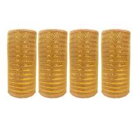 JStnana Gold Deco mesh 6 inch, 4 Rolls Autumn Christmas Mesh Ribbon 30 Feet Each Roll Metallic Foil Decorative Mesh Rolls Fabric DIY Craft Wreath Making Supplies for Wreath Swags Home Party Decor