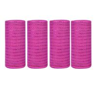 JStnana Hot Pink Deco mesh 6 inch, 4 Rolls Valentines Day Mesh Ribbon 30 Feet Each Roll Metallic Foil Decorative Mesh Rolls Fabric DIY Craft Wreath Making Supplies for Chirstmas Tree Wreath Swag