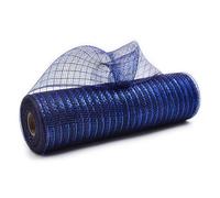 JStnana Navy Blue Deco Mesh Ribbon 10 inch for Wreath Making Supplies, Metallic Foil Burlap Deco Mesh Fabric Crafts Decorative Ribbon for Christmas Tree Thanksgiving Fall Wreath Swag Decor 30 Feets