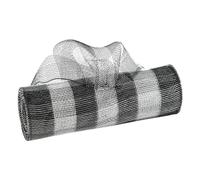 JStnana White and Black Stripe Deco Mesh Ribbon 10 inch for Wreath Making Supplies, Metallic Foil Burlap Deco Mesh Fabric Crafts Decorative Ribbon for Christmas Thanksgiving Halloween Wreath 30 Feets