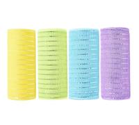 JStnana Yellow Green Blue Purple Deco mesh 6 inch, 4 Rolls Easter Mesh Ribbon 30 Feet Each Roll Metallic Foil Decorative Mesh Rolls Fabric DIY Craft Wreath Making Supplies for Spring Easter Decor