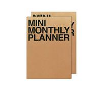 JSTORY Mini Monthly Planner Set of 2 Stitch Bound Flat Lay Pocket Size Year Round Flexible Cover Goal/Time Organizer Thick Paper Eco Friendly Customizable A7 16 Months 150 GSM 18 Sheets Each Kraft
