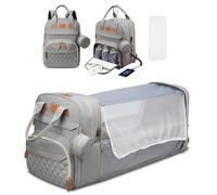 JSTPRO Diaper Bag Backpack, Large Diaper Bag with Changing Station, Baby Bag, New Mom Gifts, Lightweight Waterproof Unisex Diaper Bag with Insulated Pockets and USB Charging Port, Grey