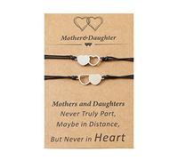 Jstud Heart Bracelets Set for Mom Daughter Mother's Day Gift from Daughters Graduation Birthday Gifts for Women, 7.5Inches, Stainless Steel, no gemstone