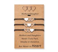 Jstud Heart Bracelets Set for Mom Daughter Mother's Day Gift from Daughters Graduation Birthday Gifts for Women, 7.5Inches, Stainless Steel, no gemstone