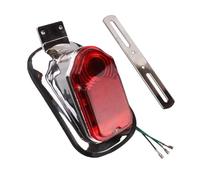 JSTVCUI Rear Tail Plate Light Motorcycle Chrome Red Brake Tail Light Signal Aluminiu Motorbike Taillights