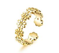 Jstyle 14k Gold Filled Toe Rings for Women Adjustable Toe Ring Band Rings Cubic Zirconia Daisy Flower Toe Rings Summer Beach Foot Jewelry, Brass, 14k Gold, Cubic Zirconia