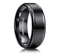 Jstyle 8mm Tungsten Rings for Men Women Hypoallergenic Mens Wedding Band Silver/Black/Gold Engagement Mens Rings, Matte Surface Polished Edge Jewelry Comfort Fit 6-14, Metal, No Gemstone