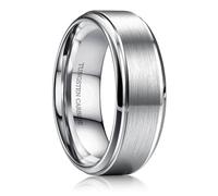 Jstyle 8mm Tungsten Rings for Men Women Hypoallergenic Mens Wedding Band Silver/Black/Gold Engagement Mens Rings, Matte Surface Polished Edge Jewelry Comfort Fit 6-14, Metal, No Gemstone