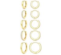 Jstyle Small Gold Hoop Earrings for Women, Hypoallergenic Sterling Silver Earrings for Sensitive Ears, Never Tarnish, 14K Gold Plated, Huggie Hoops, Cartilage Earring Stacking Set for Multiple, Brass