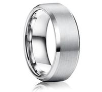 Jstyle Stainless Steel Rings for Men Women 8MM Wedding Band Rings Matte Surface - Beveled Polished Edge Mens Ring Size 6-14, Metal, No Gemstone