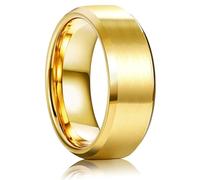 Jstyle Stainless Steel Rings for Men Women 8MM Wedding Band Rings Matte Surface - Beveled Polished Edge Mens Ring Size 6-14, Metal, No Gemstone