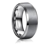 Jstyle Tungsten Mens Wedding Band 8MM Wedding Ring for Men Matte Surface - Beveled Polished Edge Anniversary Promise Rings, Men Ring Jewelry Comfort Fit Size 6-14, Metal, No Gemstone