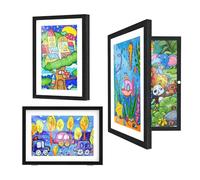 JSUDQR 2PCS A4 Kids Artwork Display Frames Front Opening Childrens Artwork Picture Storage Frame A4 Holds 150 Pieces Drawing Crafting