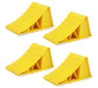 JSUOEO 4 PCS Wheel Chocks, Anti-Slip Tyre Saver Brake Stoppers Plastic Trailer Wheels Chock for Car Caravan Motorhome Motorbike RV Camper (Yellow)