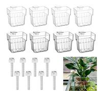 JSUOEO 8 PCS Aquarium Plant Holder, Acrylic Fish Tank Plants Pots with Hook Top Hanging Aquatic Planter Cups for Aquarium Aquascape Decorations Plants Cultivation (Clear Grey)