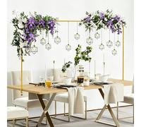 JSUOEO Over The Table Rod Stand with Clamps, 47"-102" Adjustable Metal Tabletop Flower Balloon Arch Stand for Wedding Birthday Party Decoration (Gold)