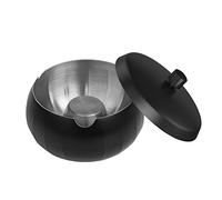 JSVER Ashtrays with Lid, Stainless Steel Desktop Ashtray Easy to Clean, Anti-Wind, Anti-Odor for Outdoor, Indoor, Garden, Office, Balcony, Living Room (Black)